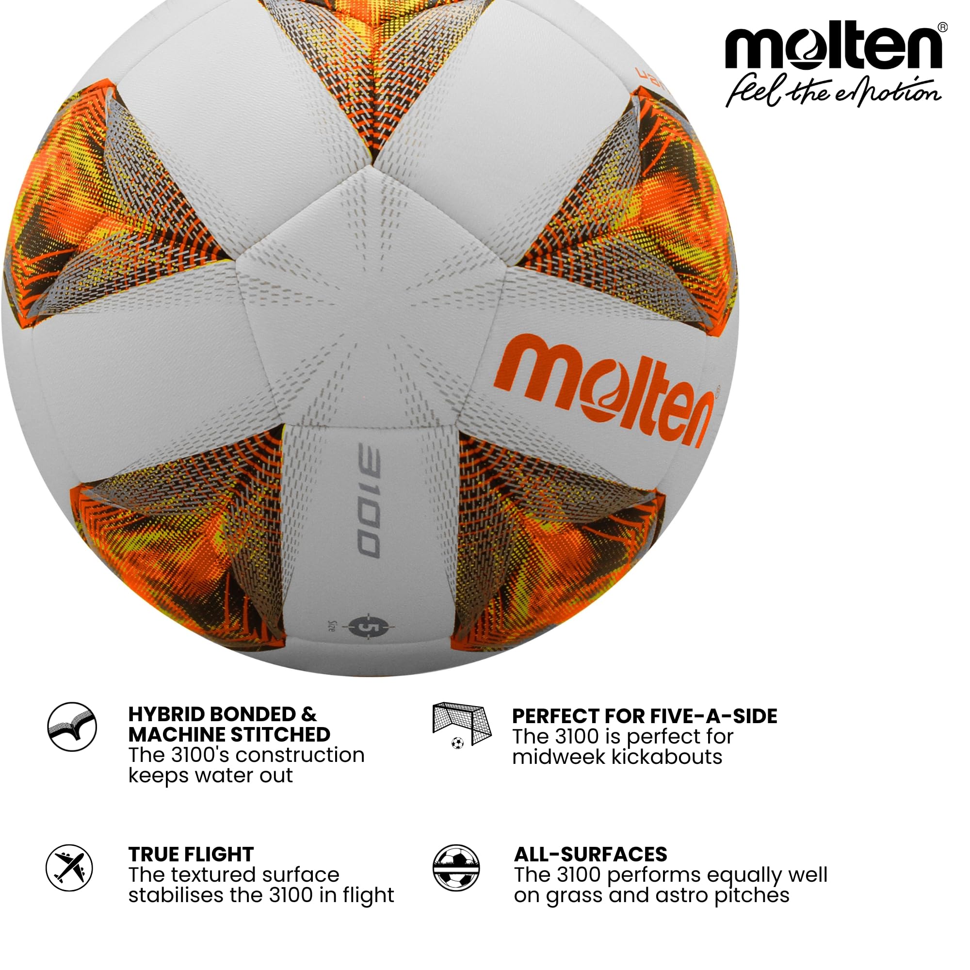 Amazon.com : Molten 3100 Vantaggio Football | Premium Hybrid Match
